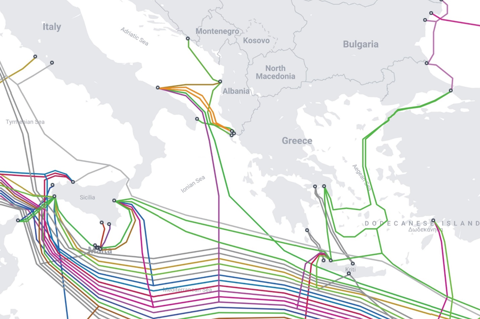 Submarine cables around Greece
